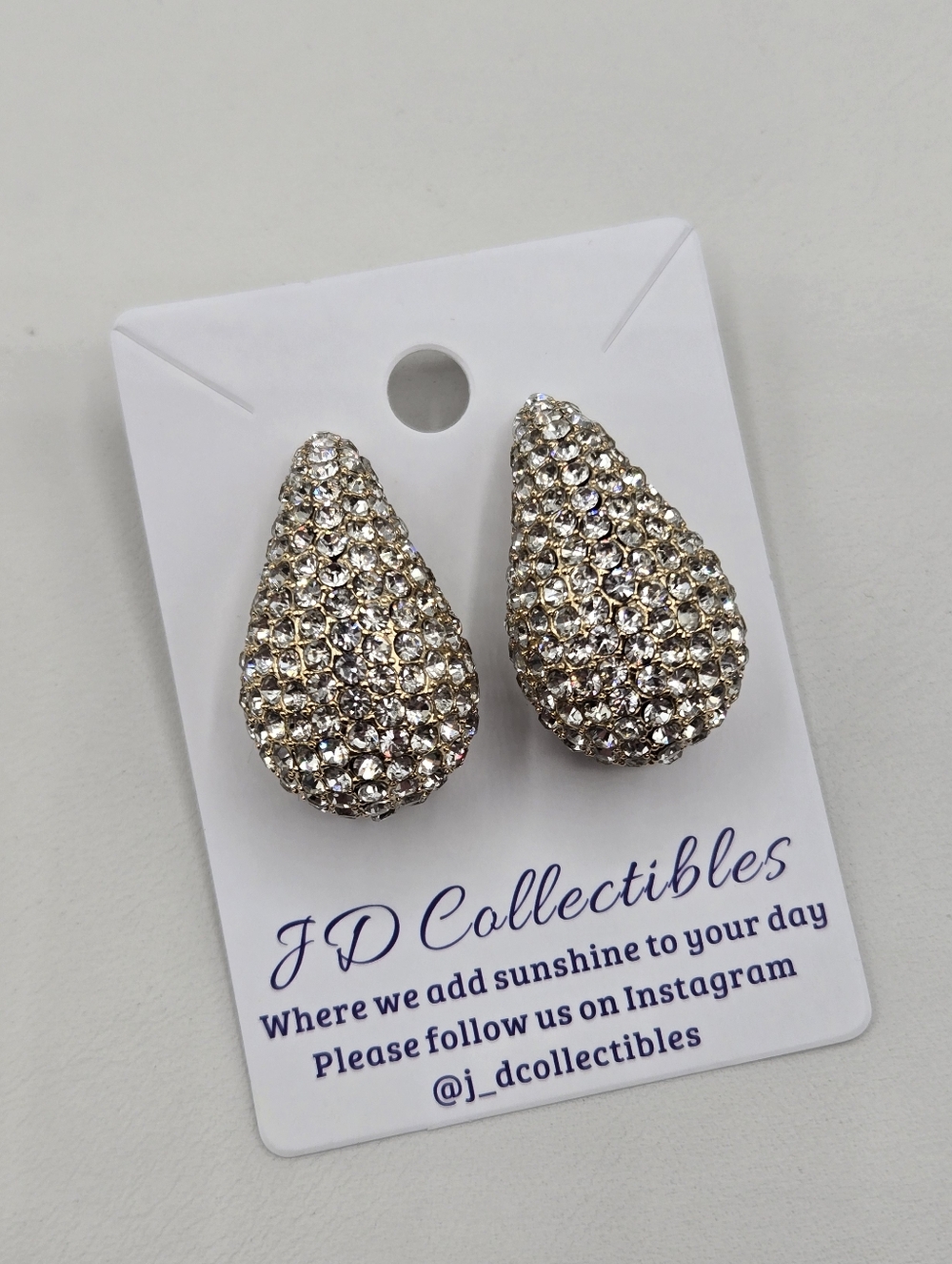 Swarovski Crystal Elements Gold Teardrop Earrings 1.25 inch Wedding Prom Formal